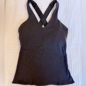 Alo Black Cross-Back Women's Top w/ built-in bra. Medium